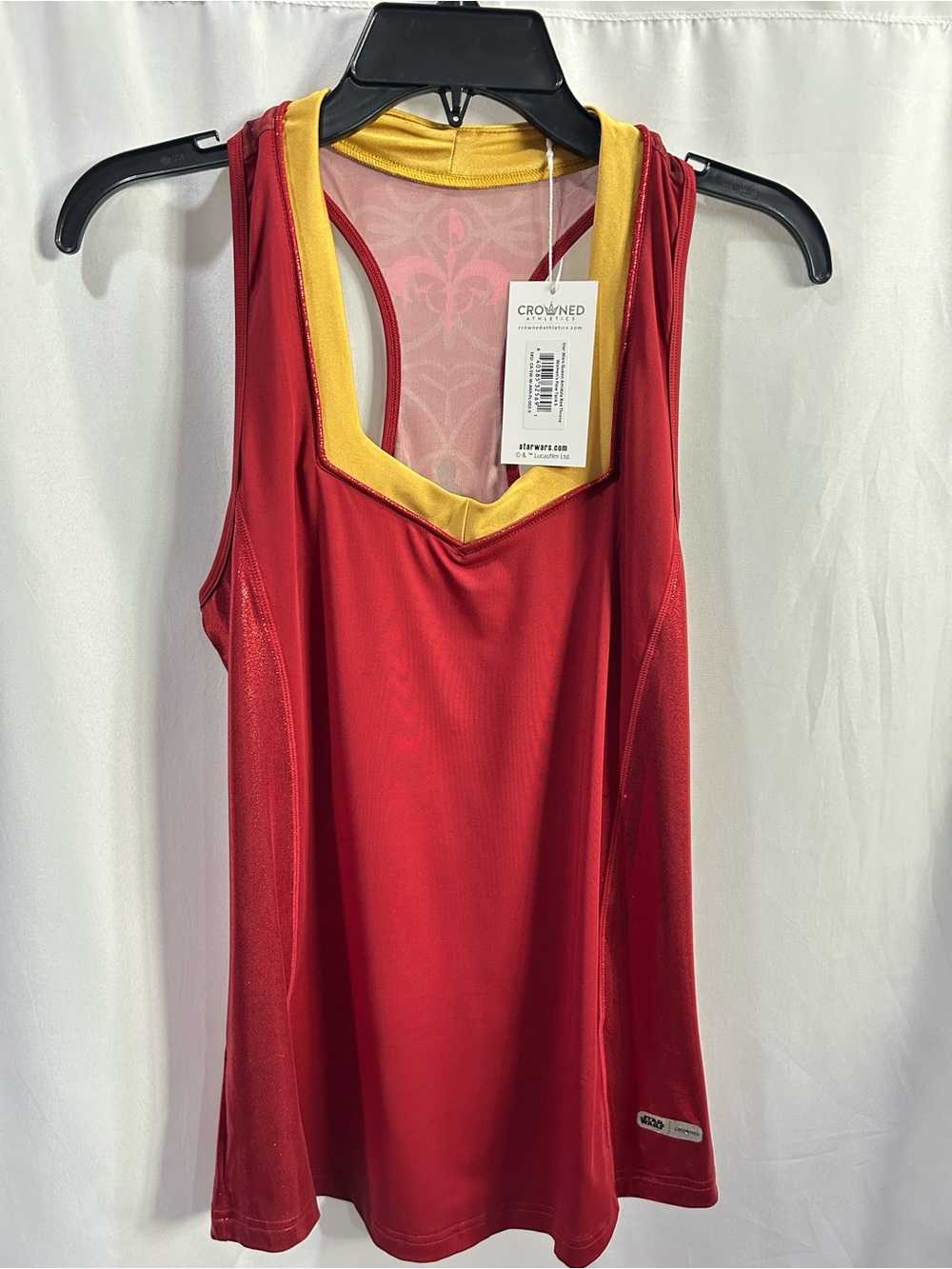 Crowned Athletics Star Wars Queen Amidala Red  Flow Tank Top with Gold Trim